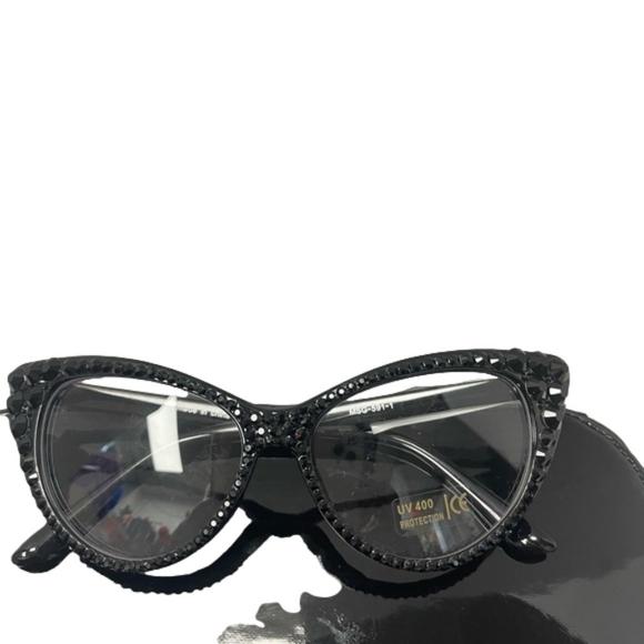 𝅺black Rhinestone Glasses NEW - Picture 1 of 5